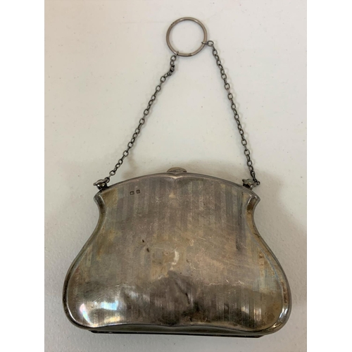 8 - A hallmarked silver engine turned monogrammed Birmingham 1911 evening purse,

106 grams