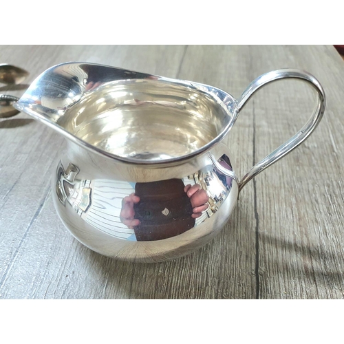 18 - Art Nouveau 1921 Birmingham silver milk jug in stylish plain form together with 2 pairs of Georgian ... 