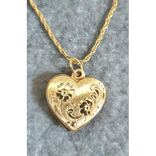 31 - Two boxed, 9ct gold etched lockets on fine 9ct gold chains (2),

Total approx weight 3 grams