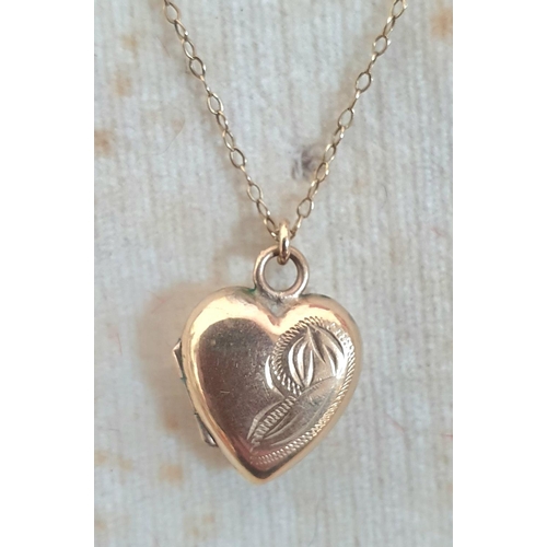 32 - Vintage 9ct gold B&F locket on a 9ct fine gold chain (2.4 grams) together with a 9ct gold locket & b... 