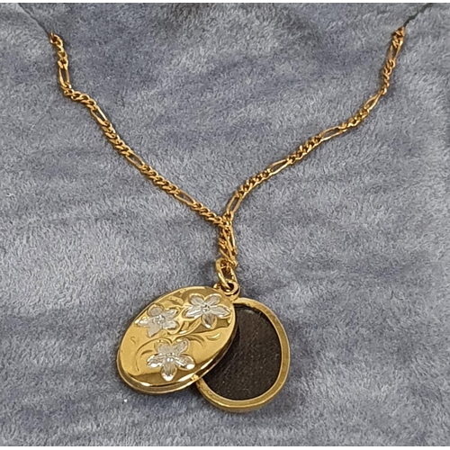 35 - 9ct gold locket on a fine 9ct gold chain,

2.7 grams             48 cm long chain