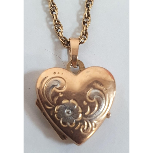 50 - 9ct gold heart shaped locket on a 9ct yellow gold chain,

5.7 grams          46cm long