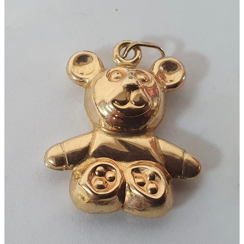 145 - Three 9ct yellow gold Teddy Bear pendants/charms (3),

5.3 grams

One unmarked