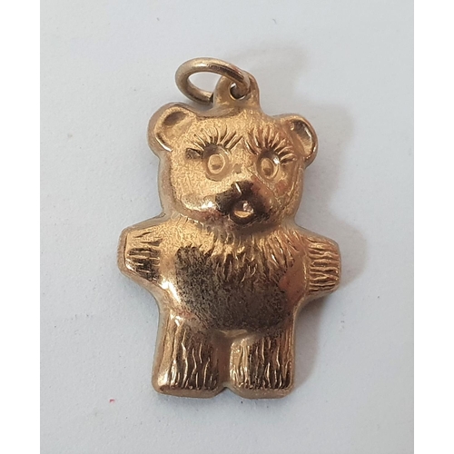 145 - Three 9ct yellow gold Teddy Bear pendants/charms (3),

5.3 grams

One unmarked