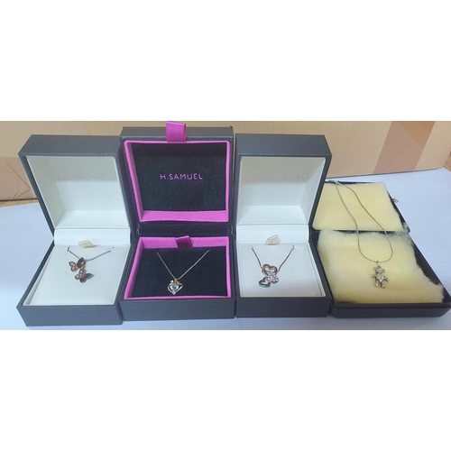 64 - Four silver necklaces and pendants, all as new and in their presentation boxes (4)