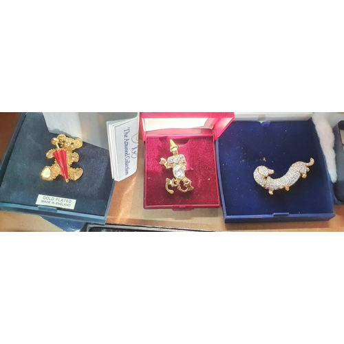 67 - Box full of good quality, mainly, as new, boxed animal themed costume brooches and necklaces (Qty)