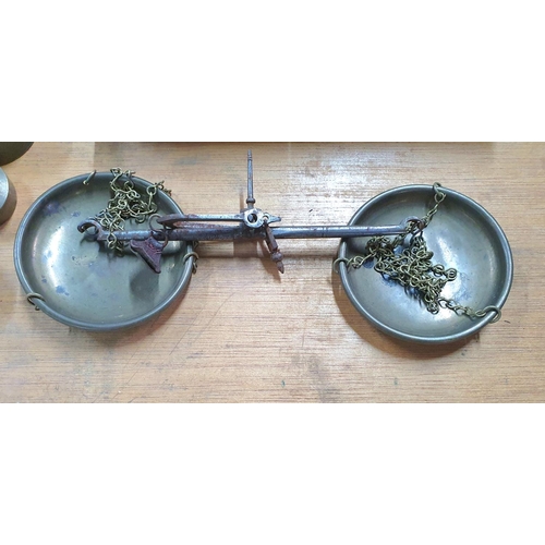 173 - Early 20thC Art Nouveau mantle clock together with a set of antique scales and weights