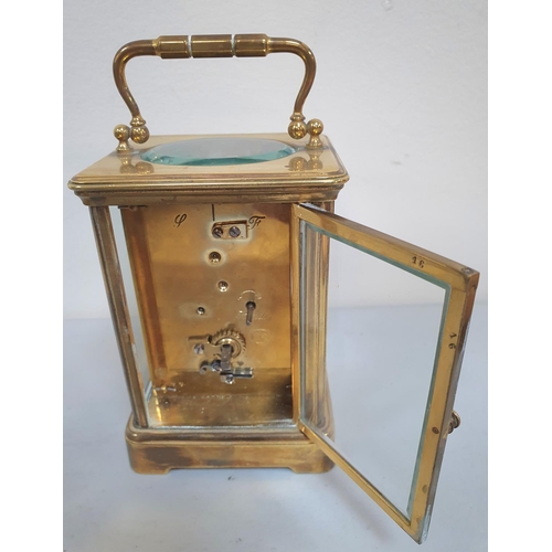 177 - late 19th century French made, brass carriage clock with time piece movement