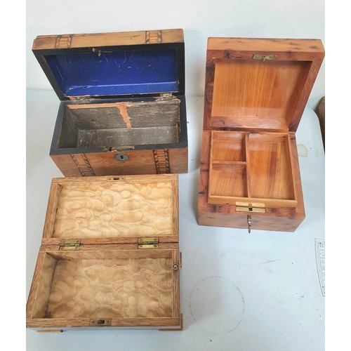 182 - Two small 19thC boxes together with a good quality 20thC hardwood trinket box with key (3)