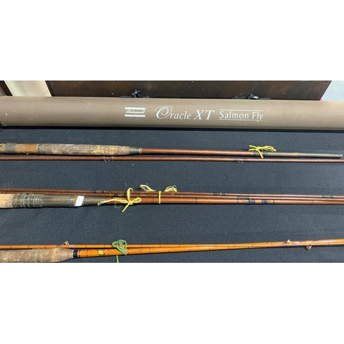 190 - Collection of vintage can fishing rods together with an Oracle X T salmon fly rod (Qty)