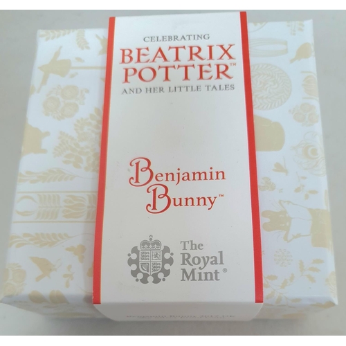 230 - Royal Mint Beatrix Potter 50p silver proof coin, Benjamin Bunny, with papers & box