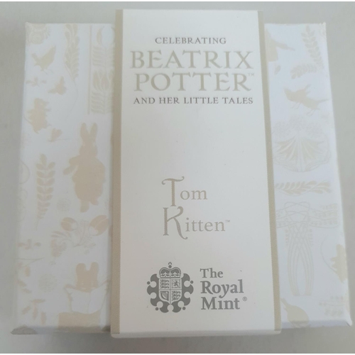 231 - Royal Mint Beatrix Potter 2017 50p silver proof coin, Tom Kitten, with papers & box