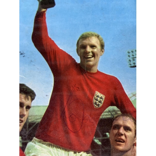 395 - England 1966 Squad, Signed by 10 players then a signed image of Sir Bobby Moore, makes the full 11, ... 