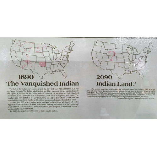 400 - Rare 1994 North American large framed map/poster of Indian lands produced by Thunderbird Enterprizes