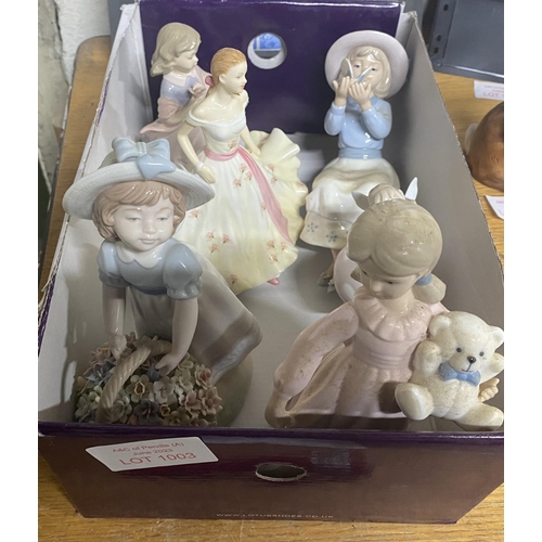 1003 - Box of small girl and lady figurines (Qty)