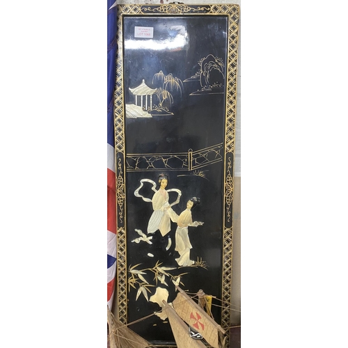 1068 - Large Chinese lacquered picture with mother of pearl inlay