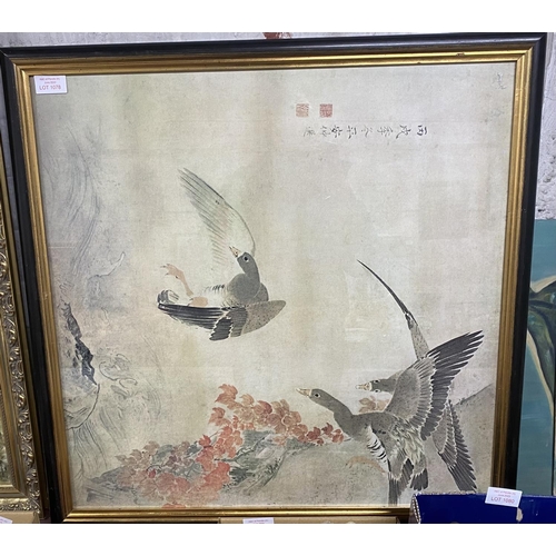 1078 - Large framed Japanese print of ducks