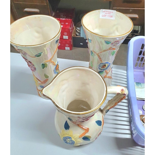 1130 - Pair of early 20thC Royal Bradwell vases together with an associated jug (3)