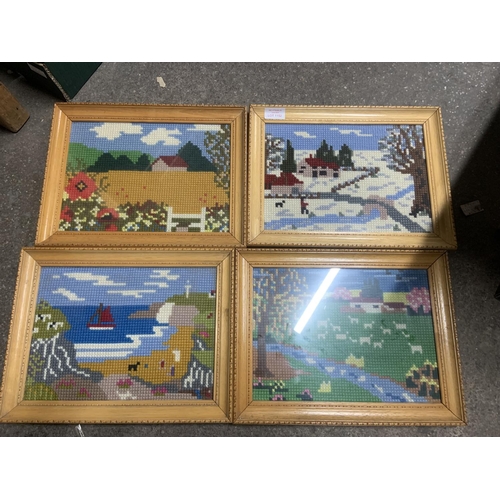 1152 - 4 framed crochet pictures