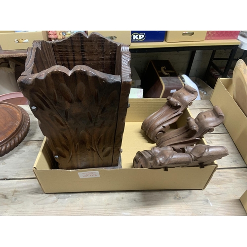 1176 - Box of carved wooden items