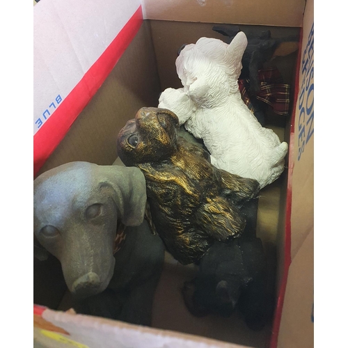 1215 - box of large resin dog figures