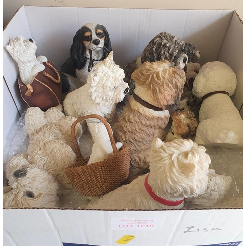 1219 - box of resin dog figures