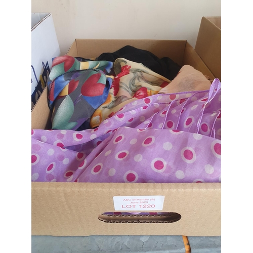 1220 - box of various different ladies silk scarfs