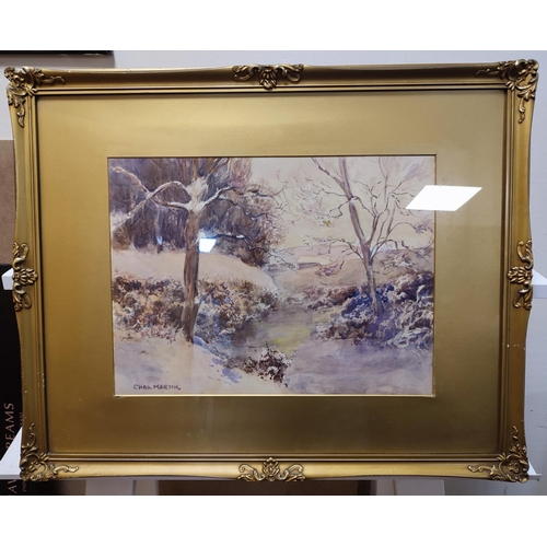 215 - Chas, watercolour of a woodland scene, framed and glazed