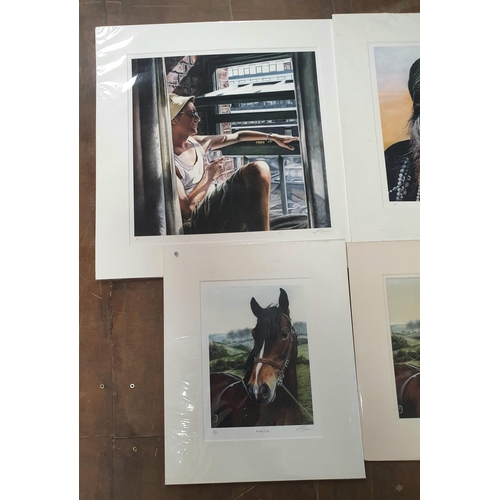 68 - Stunning quality watercolour portrait of a horses head, indistinctly signed, together with a limited... 