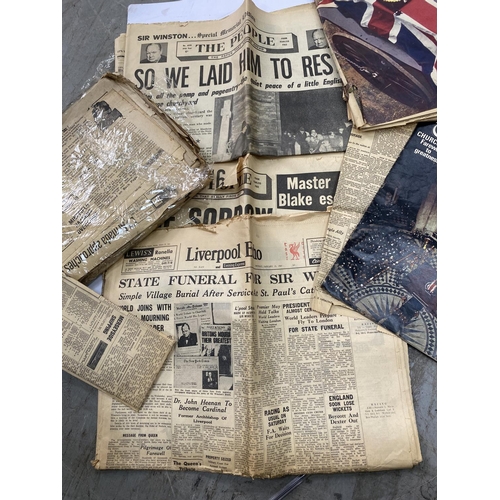 210 - Collection of old newspapers, Churchill's death etc. (Qty)