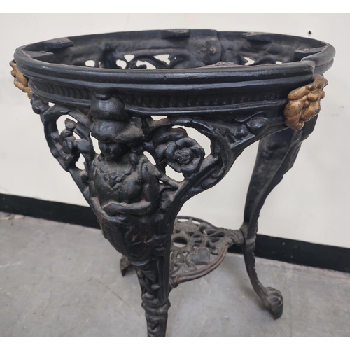 424 - Ornate cast iron elephant table, no top