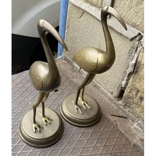 55 - Pair of over-sized mid 20thC brass storks (2)