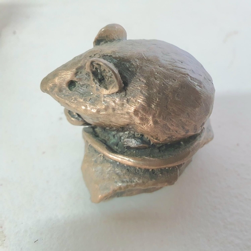 90 - Three small finely made animal items including a solid bronze mouse (3)