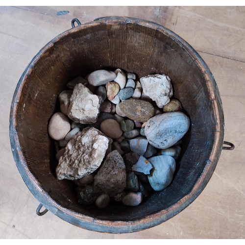 92 - Small wooden cask/barrell with stone contents