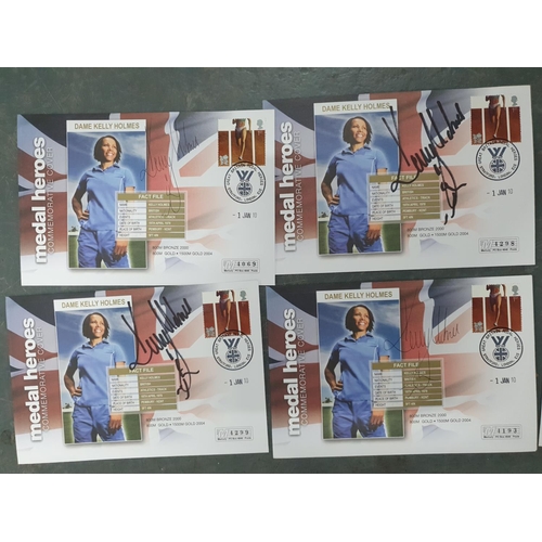 170 - Eleven signed F.D.C sets including 4 official Kelly Holmes signatures and 4 from the 1981 Bob Hope c... 