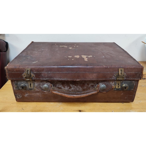 162 - Vintage brown leather briefcase