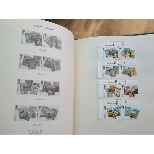 174 - Four Green Winsor GB albums containing every British used stamp including mini sheets 2002-2019