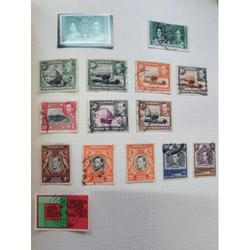 187 - Four green stamp albums containing old French Indo China including Chinese over-prints, Monaco UM se... 