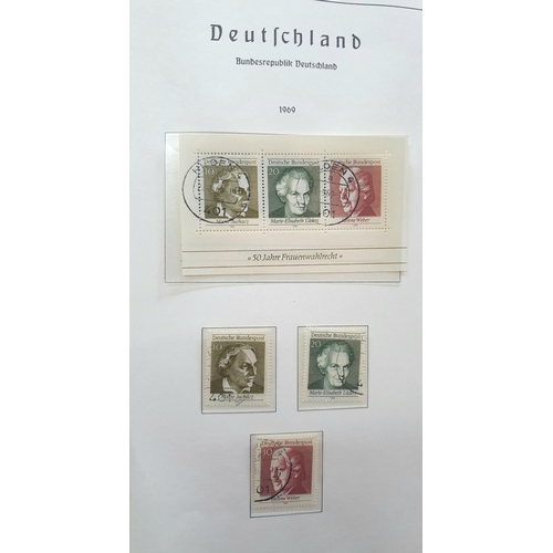 190 - Blue album containing Germany 1968 & 1969 complete sets & mini-sheets, both mint unmounted and used ... 