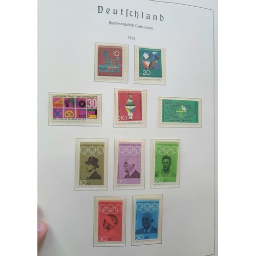 190 - Blue album containing Germany 1968 & 1969 complete sets & mini-sheets, both mint unmounted and used ... 