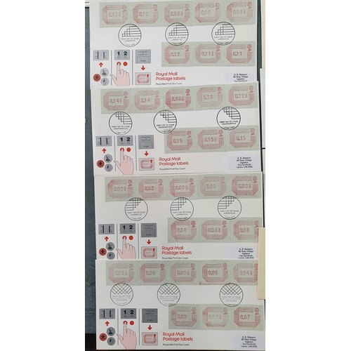 195 - Five 1984 F.D.C postage labels together with five 1971 postal strikes and a 1984 Benham, Sealink F.D... 