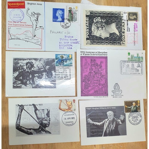 196 - Box of 1970s QEII first day covers, virtually all with special postmarks, many Benhams, (Qty),

some... 