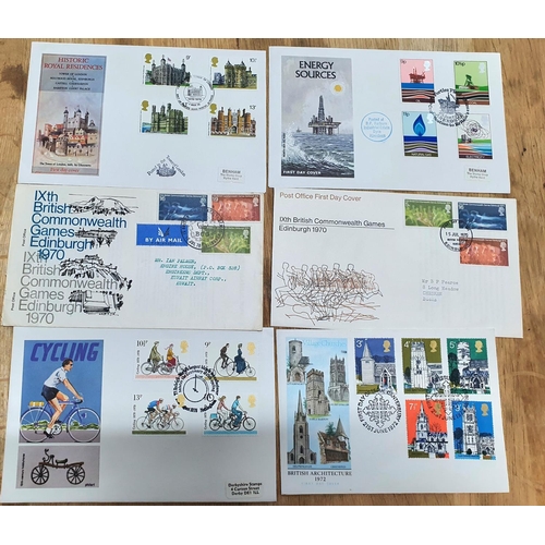 196 - Box of 1970s QEII first day covers, virtually all with special postmarks, many Benhams, (Qty),

some... 