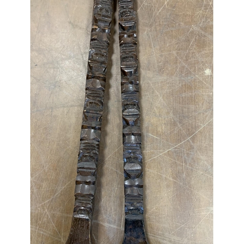 228 - Large carved wood fork & spoon (2)