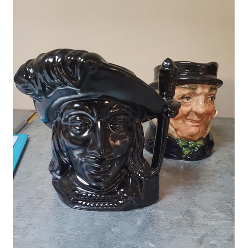 326 - 4 Royal Doulton small toby jugs including a solid black Aramis stamped to base - NOT PRODUCED FOR SA... 