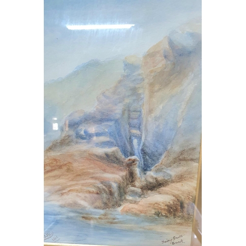 264 - RARE 1914 watercolour of the Fairy Grotto, SARK, Channel Islands by J Hey, framed together with anot... 