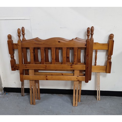 417 - Selection of various furniture items to include a motorised Pine bed, Pine headboards, bedding boxes... 