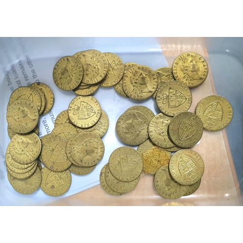 240 - Collection of 19thC gilt metal gambling tokens (Jetons) depicting the head of George III and the dat... 