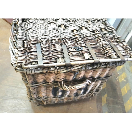 244 - Antique wicker laundry basket,

80cm across