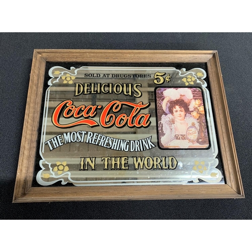 251 - Small Coca-Cola framed advertising mirror